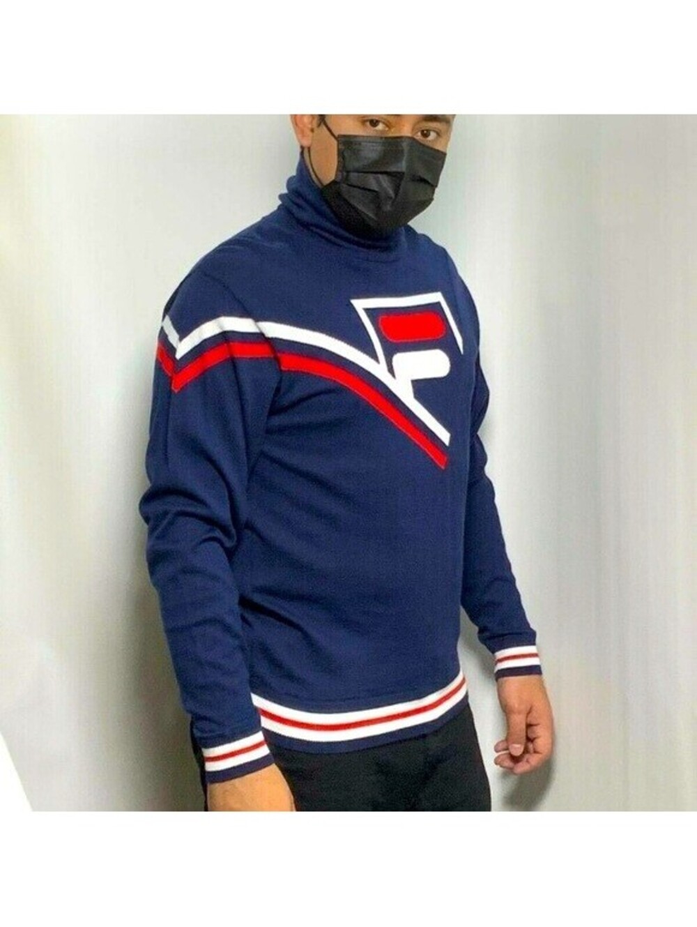 Men's Fila Navy | White | Red Signature Turtleneck Sweater